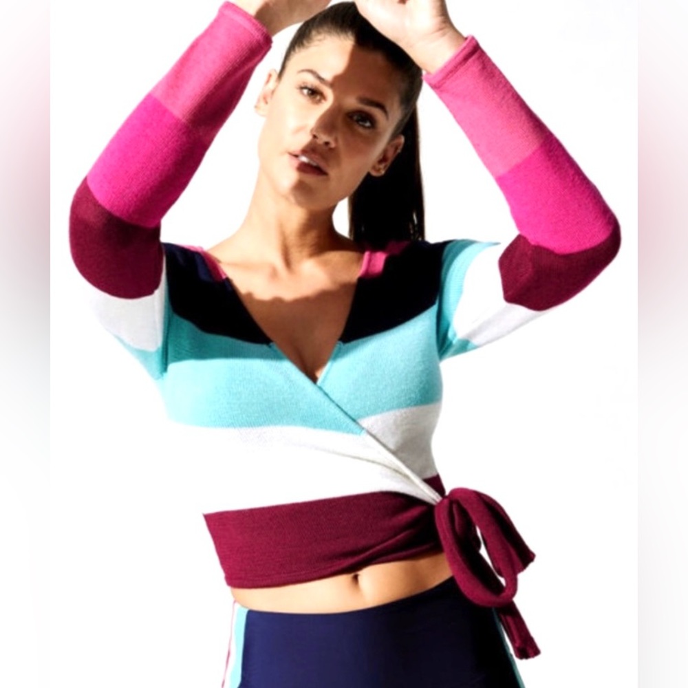 Carbon38 X PAPER Wool Wrap Crop Sweater Balletcore Sz M EUC